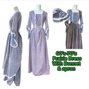 Vintage 60-70’s Floral Long Sleeve prairie Dress handmade‎ women’s size small